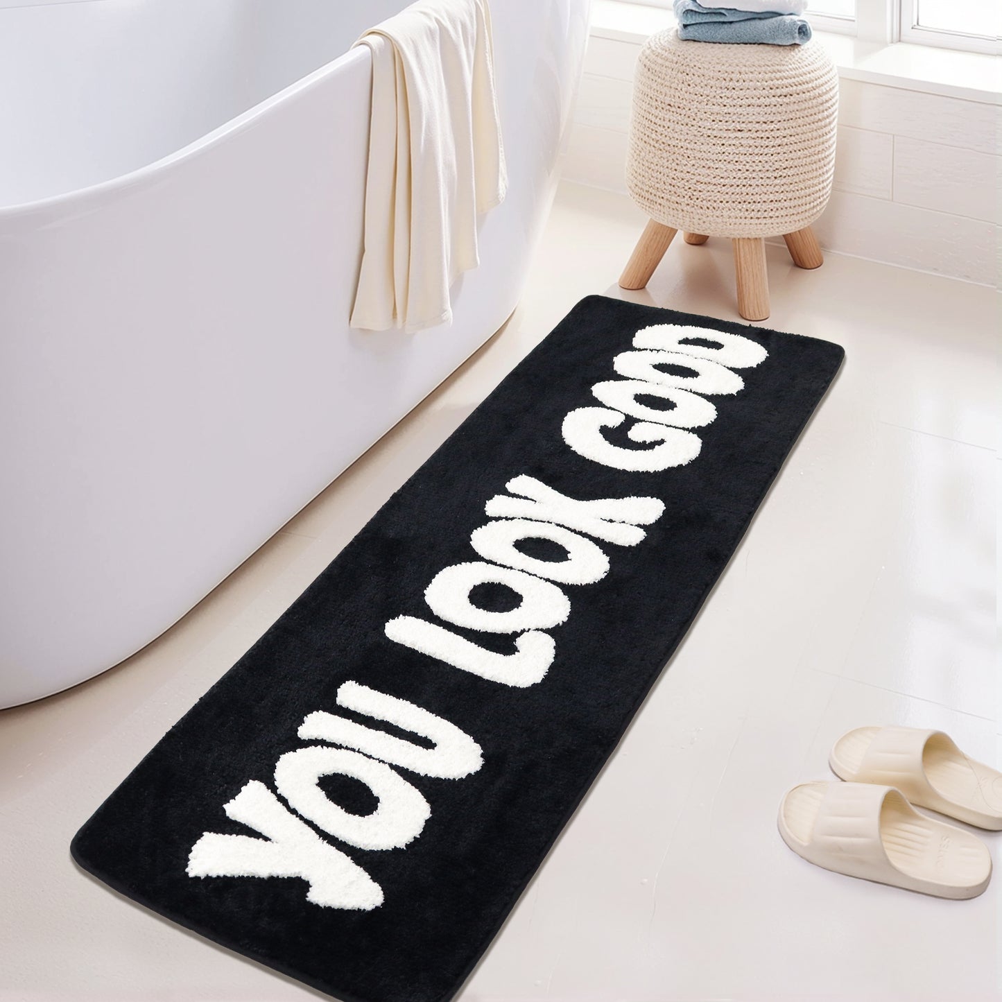 20"x60" "You Look Good" Runner Rug - Non-Slip Long Bath Mat - Soft and Absorbent Chic Bathroom Decor for Bathtub, , Laundry Room,Bedroom, and Shower